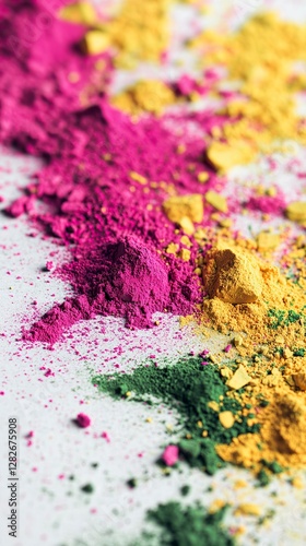 Holi Colorful Powder Burst on White Background, Holi