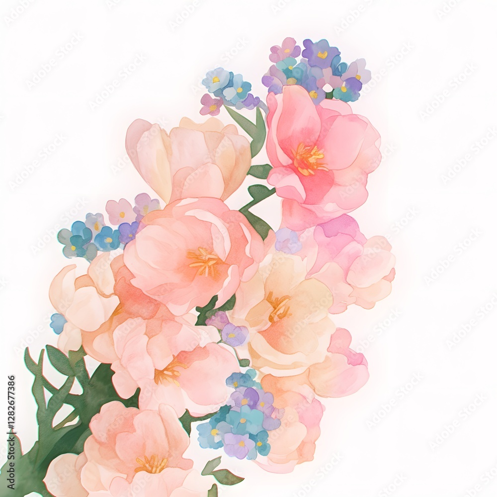 Fototapeta premium flower watercolor illustration background, generation AI 