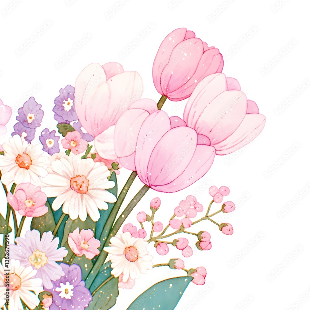 Fototapeta premium flower watercolor illustration background, generation AI 