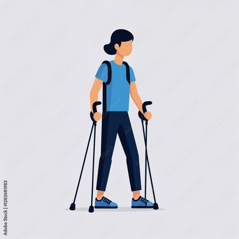 person using crutches icon on plain white background person using crutches icon on plain white background