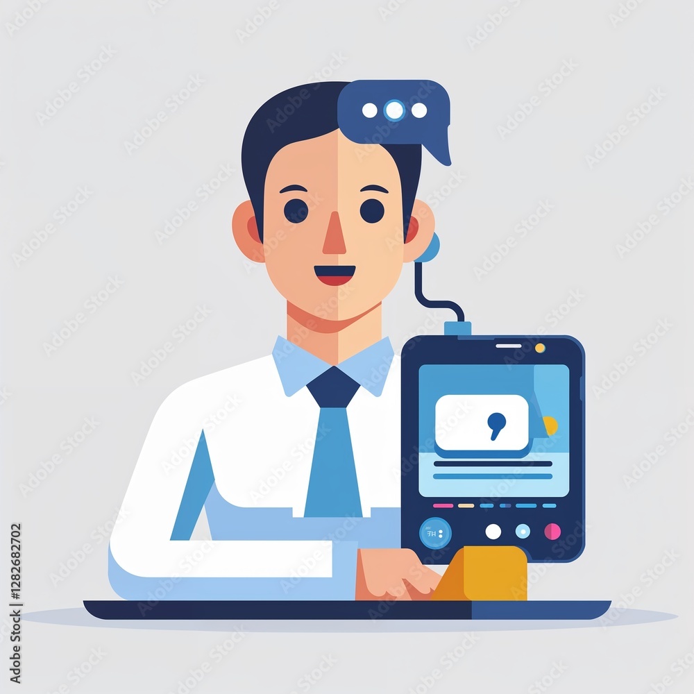 person with speech generating device icon on plain white background person with speech generating device icon on plain white background