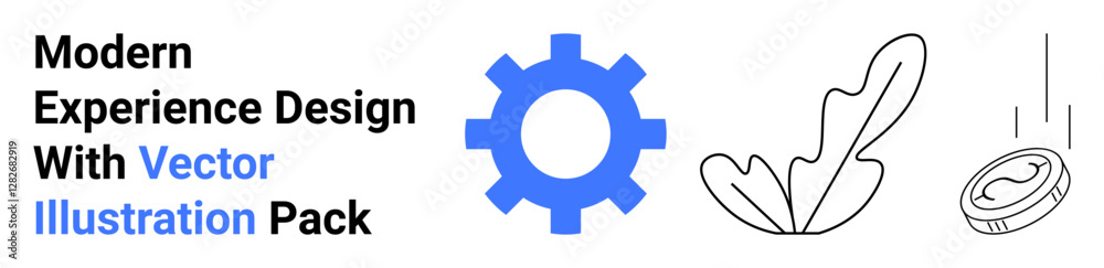 Gear in blue, abstract leaf, and coin in motion represent creativity, work process, growth, innovation, sustainability, productivity and user interface ideas. Ideal for flat landing page banner Gear in blue, abstract leaf, and coin in motion represent creativity, work process, growth, innovation, sustainability, productivity and user interface ideas. Ideal for flat landing page banner