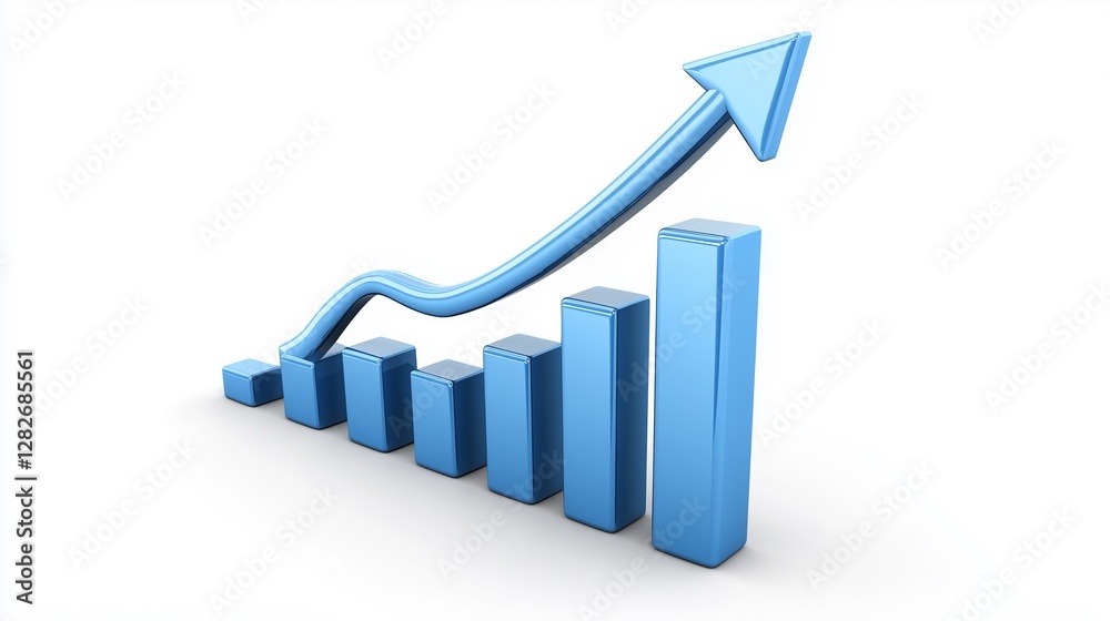 Upward Trending Bar Graph Showing Business Growth and Success