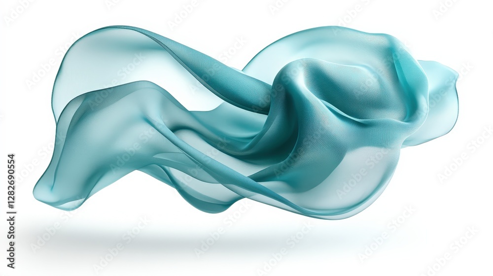 Elegant Flowing Aqua Satin Liquid Sculpture in Modern Abstract Design Elegant Flowing Aqua Satin Liquid Sculpture in Modern Abstract Design