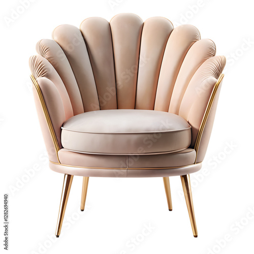 Elegant Seashell Chair: A luxurious and stylish armchair in a unique seashell design with a soft, inviting appearance, perfect for adding a touch of sophistication to any interior space.