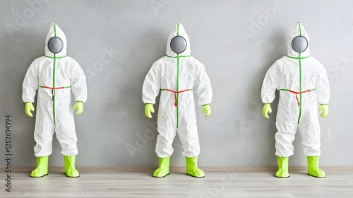 photo of a sealed chemical containment suit with an airtight zipper system designed for industrial and hazardous material handling photo