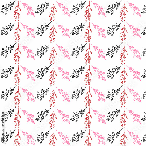 seamless pattern with black and pink flowers