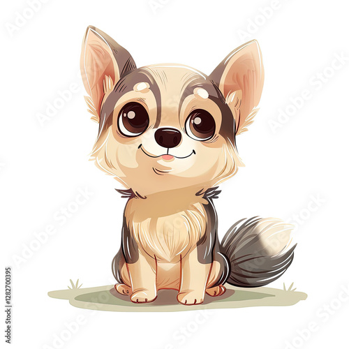 A cute watercolor Husky dog
