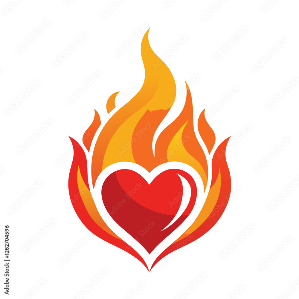 Love and Fire Concept Logo Design Vector for Passionate and Romantic Branding Love and Fire Concept Logo Design Vector for Passionate and Romantic Branding