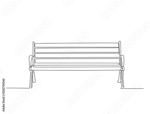 Continuous line art drawing of bench park illustration. Garden bench or chair in one line drawing vector illustration. Editable stroke.