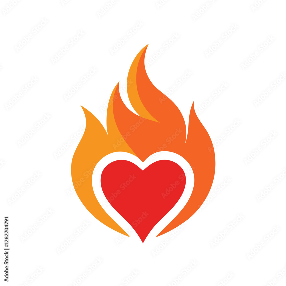 Love and Fire Concept Logo Design Vector for Passionate and Romantic Branding Love and Fire Concept Logo Design Vector for Passionate and Romantic Branding