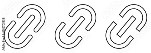 Web link icon, attach link chain icon . internet url icon symbol . connection, attachment, connect, hyperlink icons button.