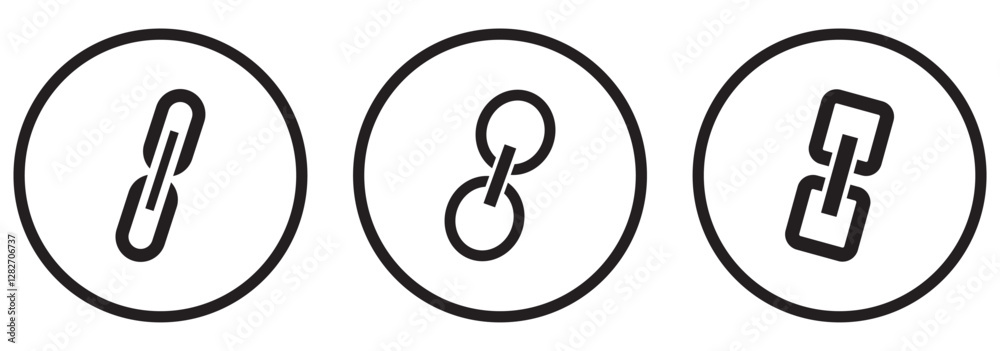 Internet URL or webpage url link icons set. Chain, link icon vector isolated on white background. Internet URL or webpage url link icons set. Chain, link icon vector isolated on white background.
