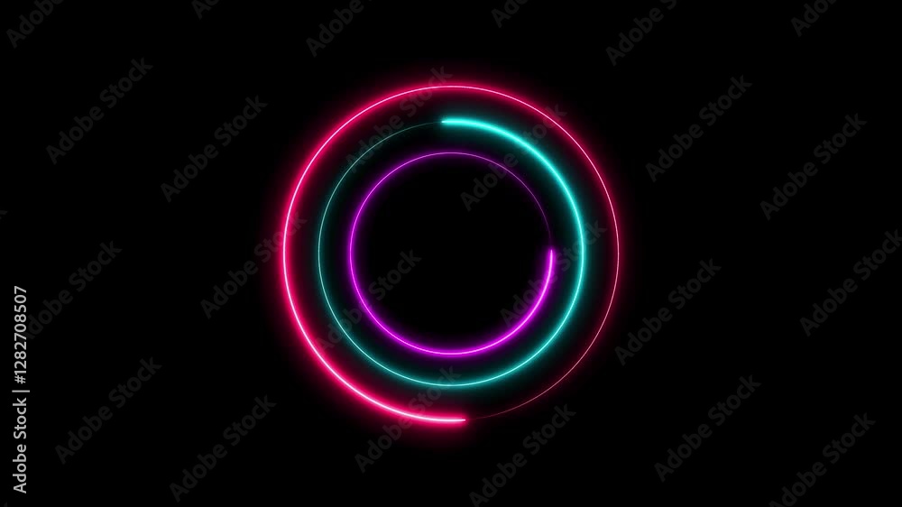 A dynamic circle neon animation, and on a black background multiple bright neon amnimation,4k video A dynamic circle neon animation, and on a black background multiple bright neon amnimation,4k video