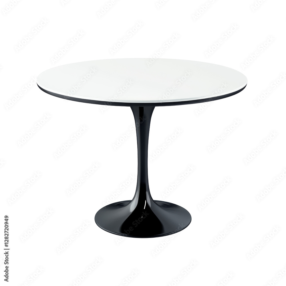 White and black round dining table isolate on PNG White and black round dining table isolate on PNG