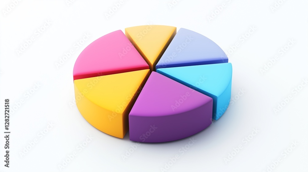 Obraz premium Colorful Six Section 3D Pie Chart Data Visualization Business Report Presentation
