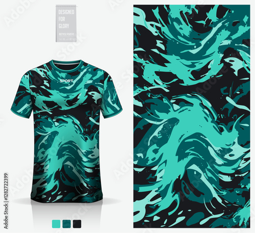 Fabric textile design for football, soccer, American football, rugby, badminton, cycling, athletic, basketball, baseball, espotrs, motocross, yoga or sportswear. Sport jersey mockup for football kit. 