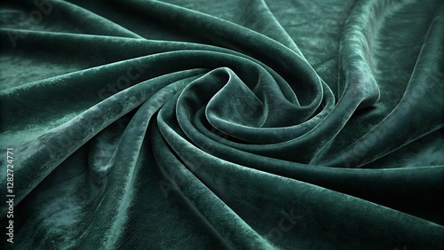 Rich Emerald Green Velvet Texture with Deep Folds and a Soft, Matte Finish luxurious emerald green velvet texture featuring deep, plush folds that create an elegant sense of depth and softness. photo