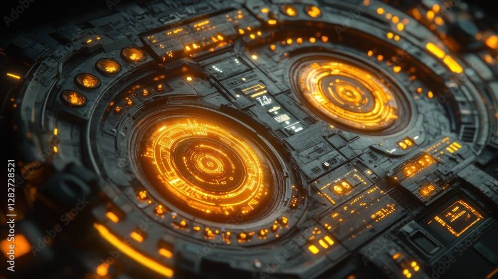 Fototapeta premium Futuristic control panel glowing, space background