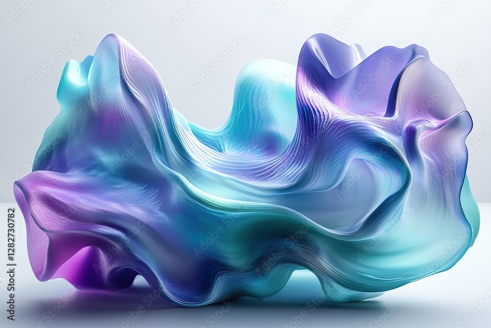 Abstract iridescent flowing fabric with gradient of blue and purple Abstract iridescent flowing fabric with gradient of blue and purple