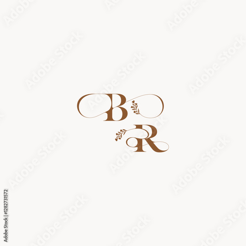 bold and hairline monogram wedding monogram logo initial BR elegant curve organic letter