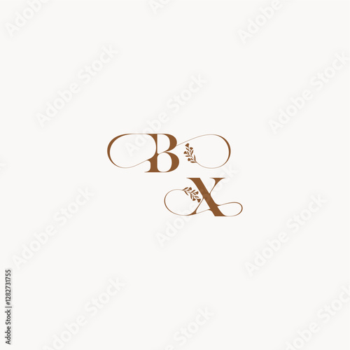 bold and hairline monogram wedding monogram logo initial BX elegant curve organic letter