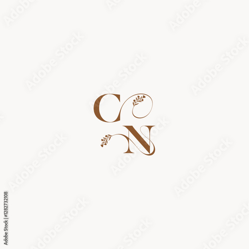 bold and hairline monogram wedding monogram logo initial CN elegant curve organic letter