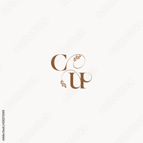 bold and hairline monogram wedding monogram logo initial CU elegant curve organic letter