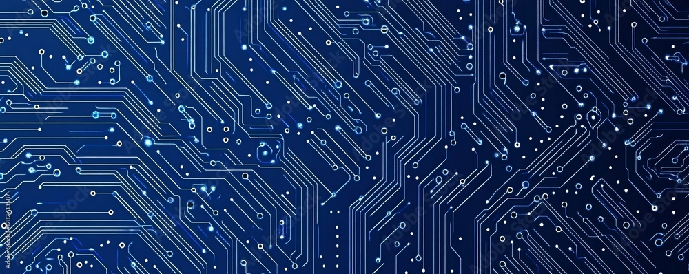Abstract blue circuit board pattern background with digital engineering technology and electronic design panorama concept. Abstract blue circuit board pattern background with digital engineering technology and electronic design panorama concept.