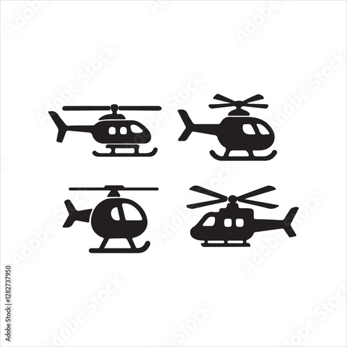 helicopter icons set