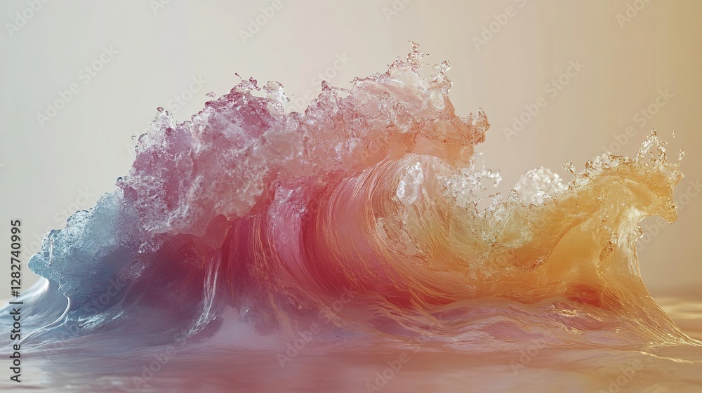 Fototapeta premium A colorful ocean wave rendered with unique crystalline transparency