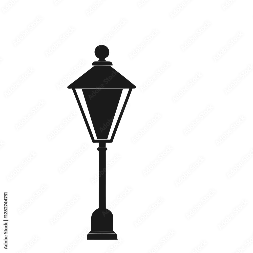 Simple silhouette of a classic street lamp, minimalist silhouette of a decorative street lamp Simple silhouette of a classic street lamp, minimalist silhouette of a decorative street lamp
