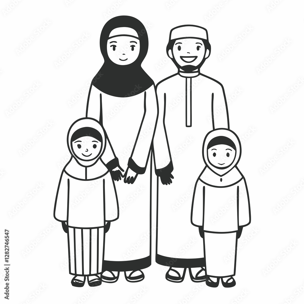 Muslim Family Icon – Traditional Dress Vector Muslim Family Icon – Traditional Dress Vector