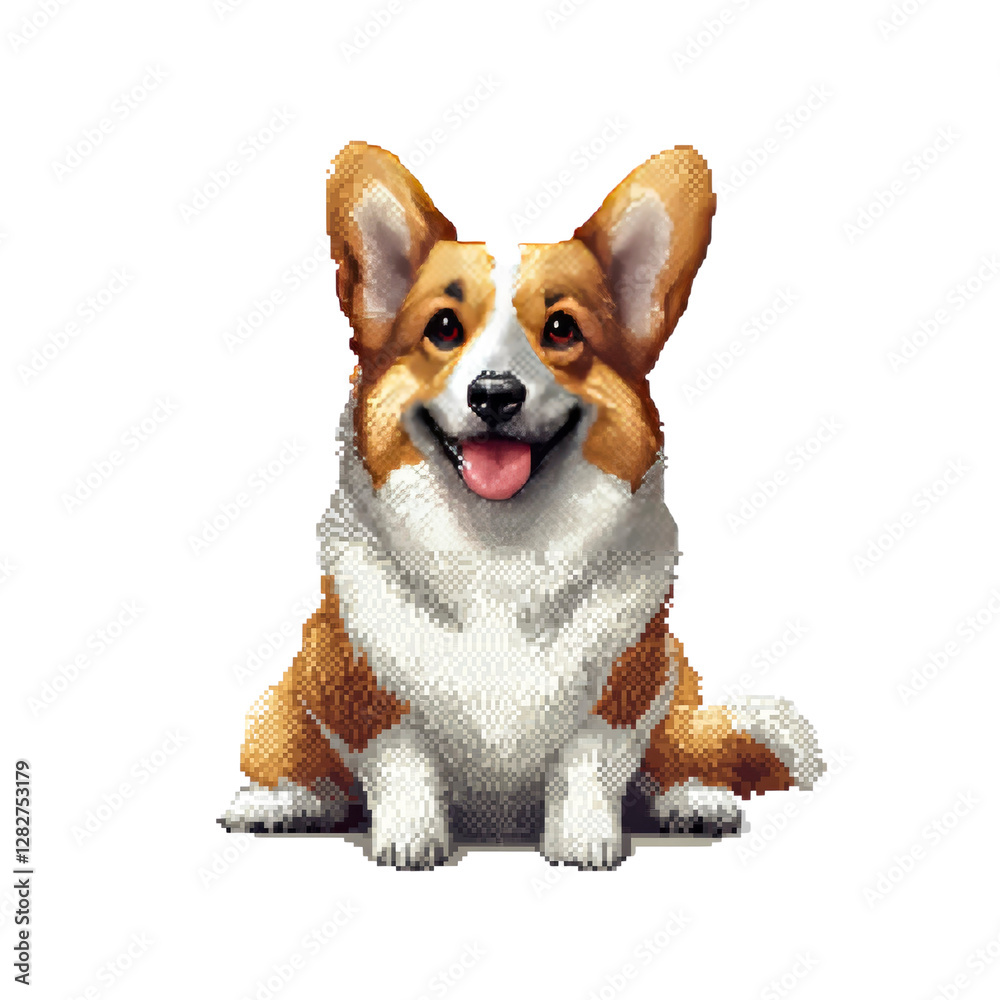 Adorable Happy Corgi Dog Sitting, Pixel Art Style Adorable Happy Corgi Dog Sitting, Pixel Art Style