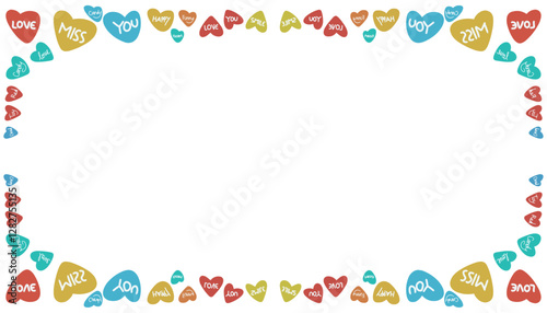 Cute colorful frames with hearts and love messages, perfect for projects related to affection