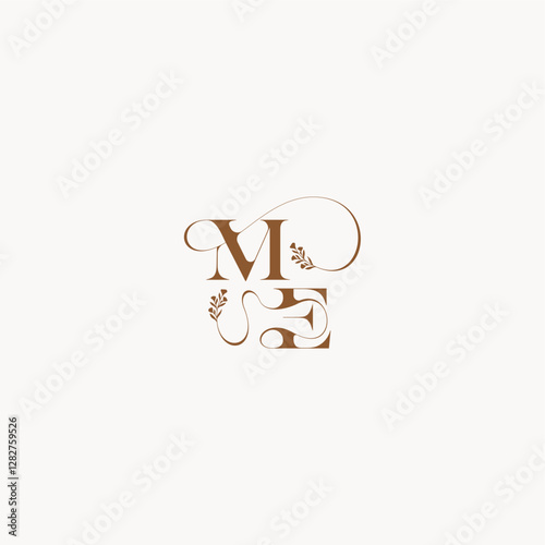 bold and hairline monogram wedding monogram logo initial ME elegant curve organic letter