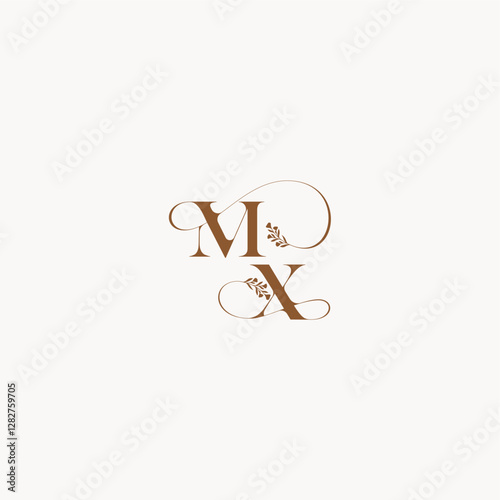 bold and hairline monogram wedding monogram logo initial MX elegant curve organic letter