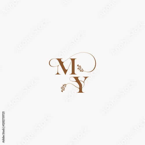 bold and hairline monogram wedding monogram logo initial MY elegant curve organic letter