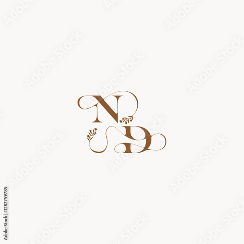 bold and hairline monogram wedding monogram logo initial ND elegant curve organic letter