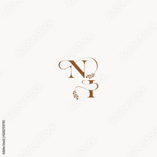 bold and hairline monogram wedding monogram logo initial NI elegant curve organic letter