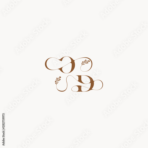 bold and hairline monogram wedding monogram logo initial OD elegant curve organic letter