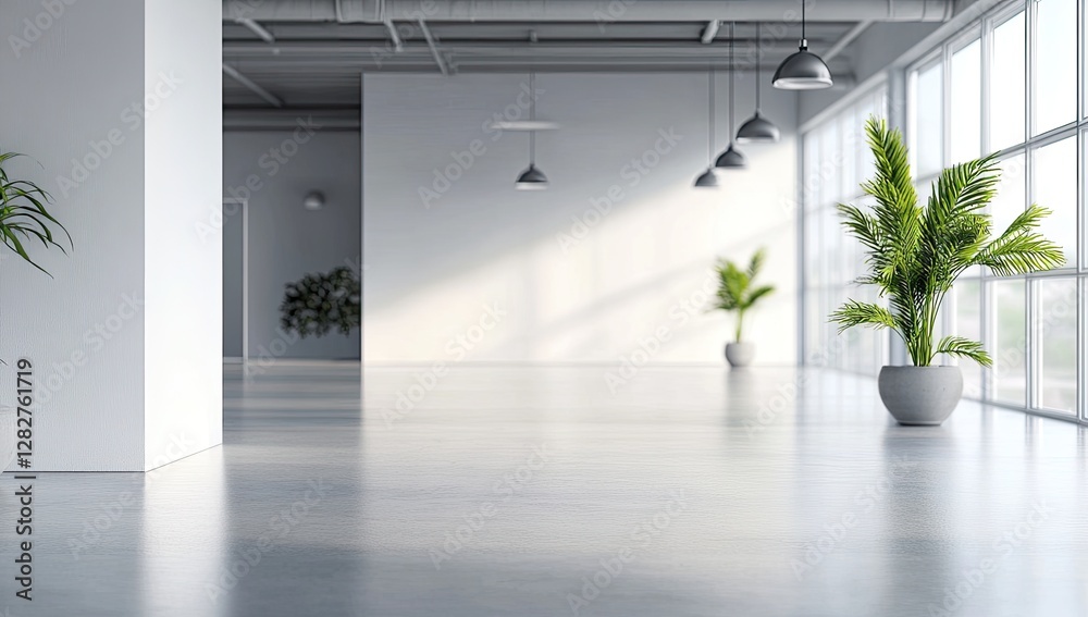 Modern empty office sunlight plants floor Modern empty office sunlight plants floor