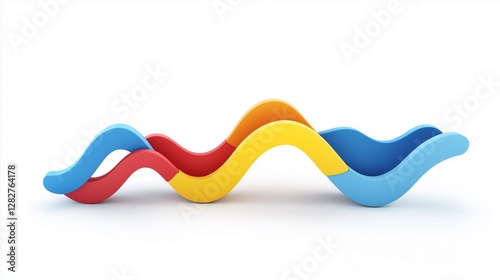 Abstract Colorful Wave Design Intertwined Multicolored Curves 3D Render Modern Art Graphic Design