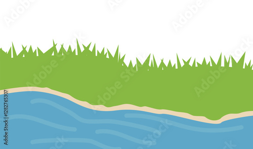 川べりの背景イラスト素材