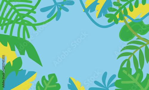 植物の多い自然の背景イラスト素材