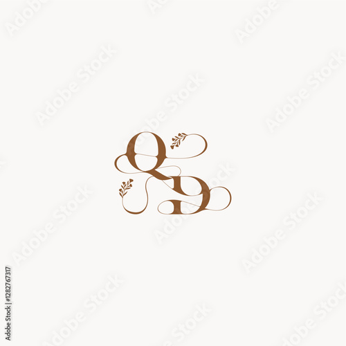 bold and hairline monogram wedding monogram logo initial QD elegant curve organic letter