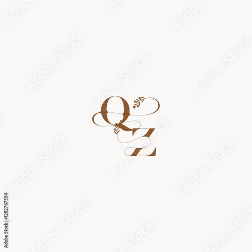 bold and hairline monogram wedding monogram logo initial QZ elegant curve organic letter