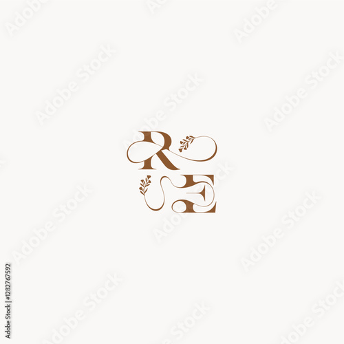 bold and hairline monogram wedding monogram logo initial RE elegant curve organic letter