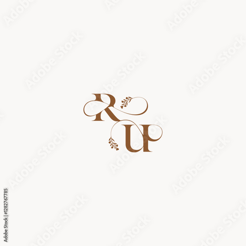 bold and hairline monogram wedding monogram logo initial RU elegant curve organic letter