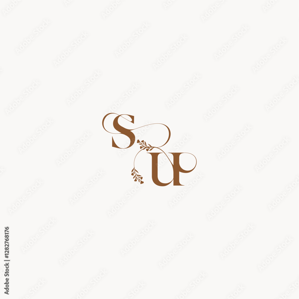 Fototapeta premium bold and hairline monogram wedding monogram logo initial SU elegant curve organic letter